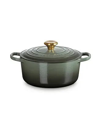 LE CREUSET | Bräter rund Signature 24cm/4,2l Meringue | dunkelgrün